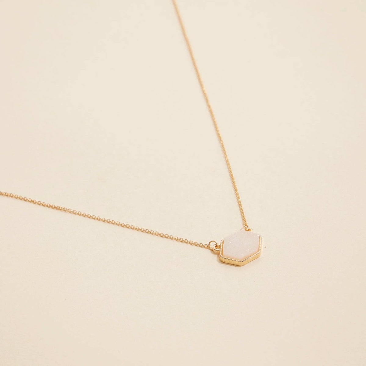 Druzy Hexagon Pendant Necklace
