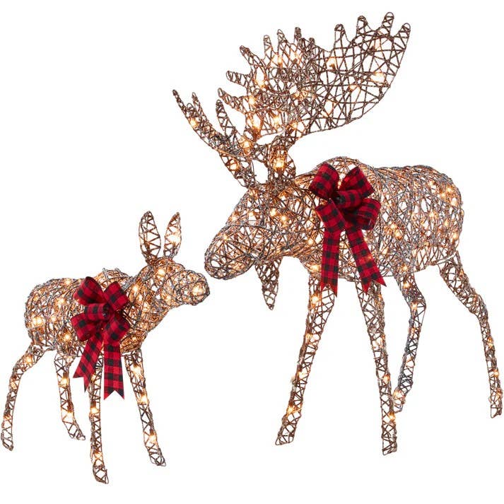 Moose Family Lighted Decor