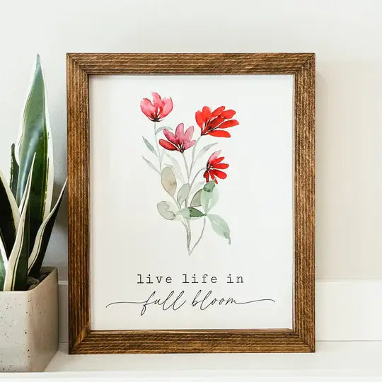 Bloom Framed Wood Sign