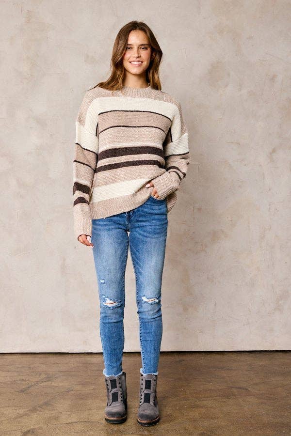 Multi Color Striped Sweater Plus Size