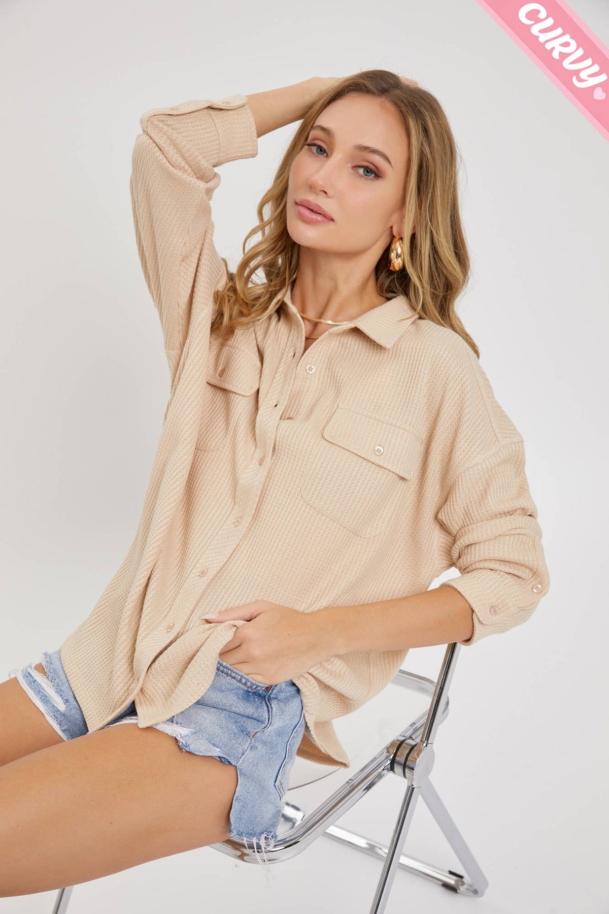 PLUS SIZE BUTTON DOWN OVERSIZED SHIRTS