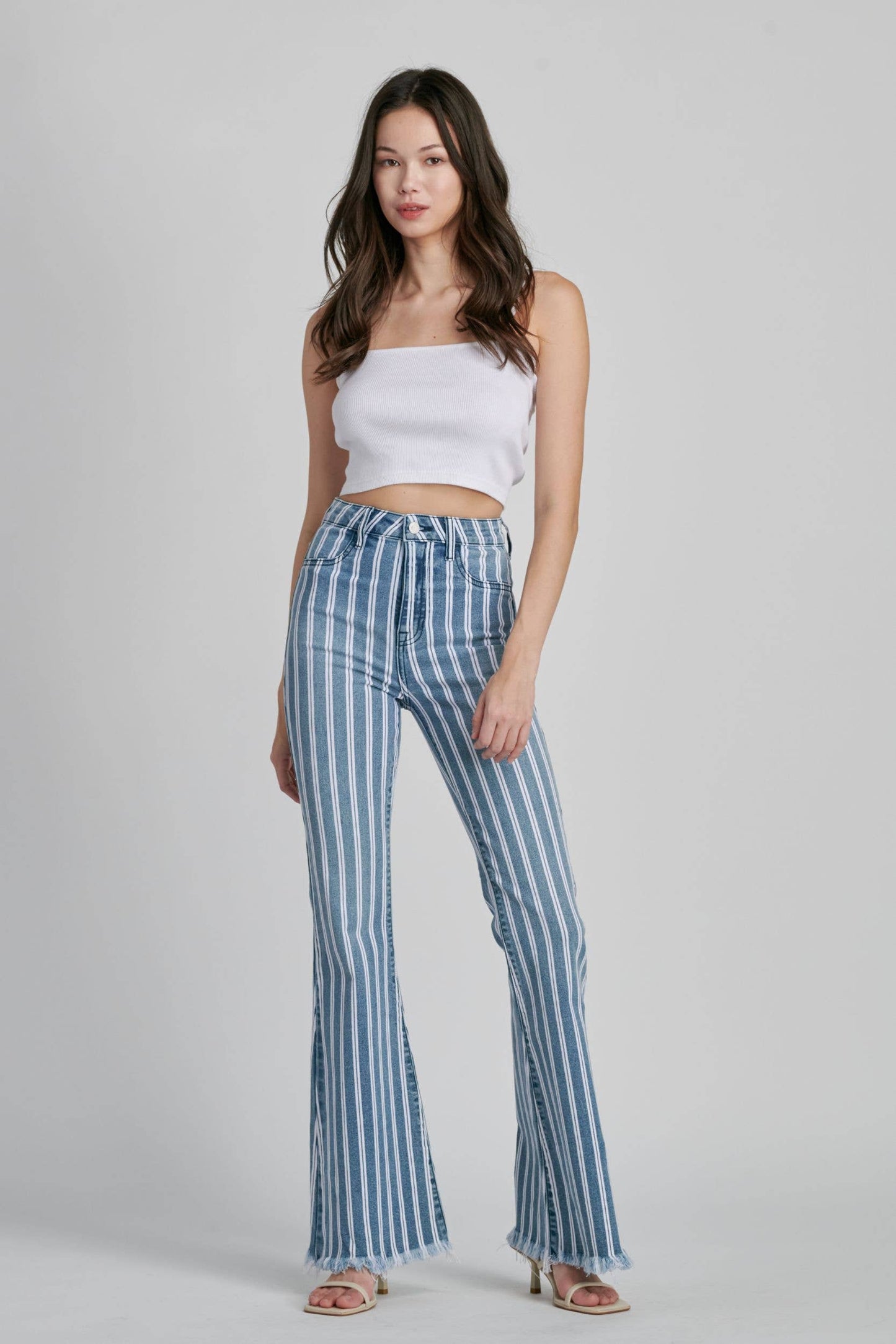 Light Striped Flare Jeans