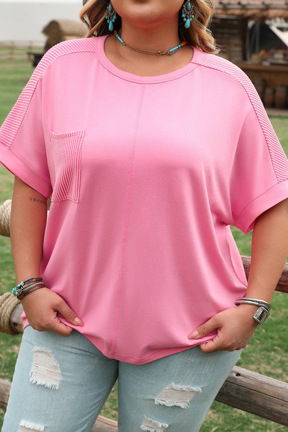 Corded Patch T-Shirt (Curvy)