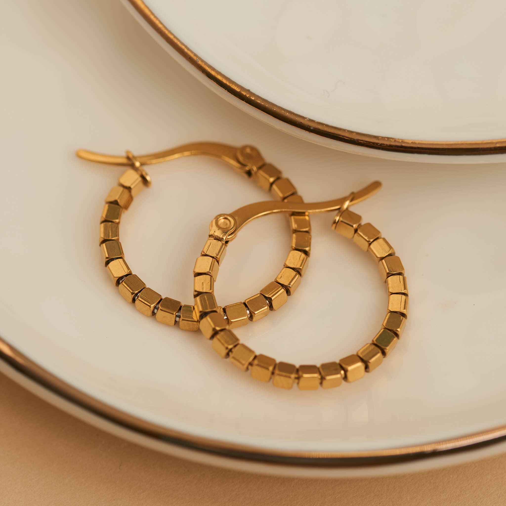 Square Beaded Hoop Earrings