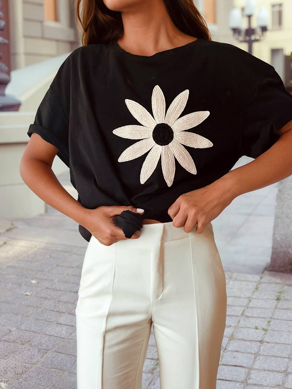 Crochet Floral Tee