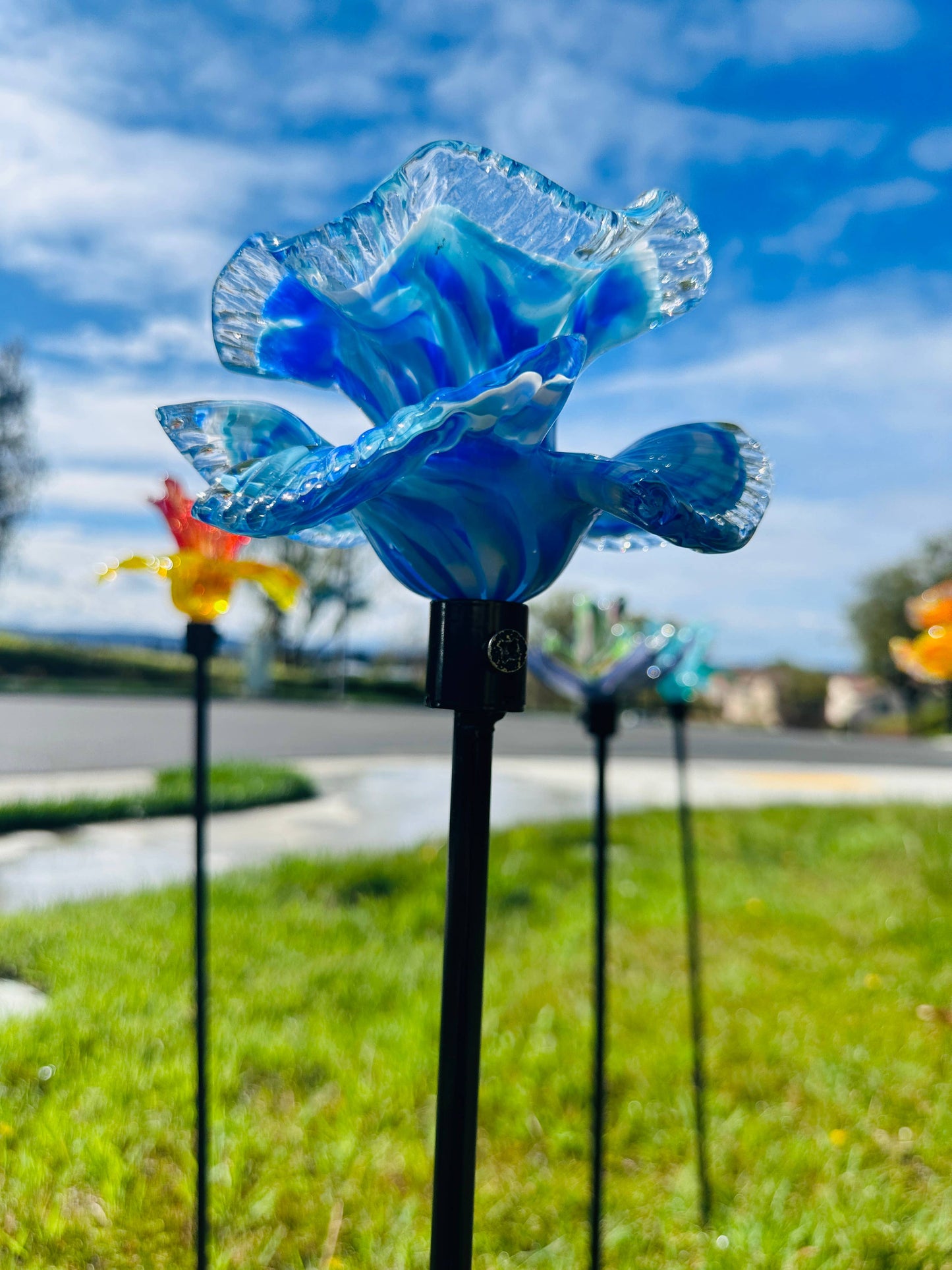 Flower Art Glass Stake