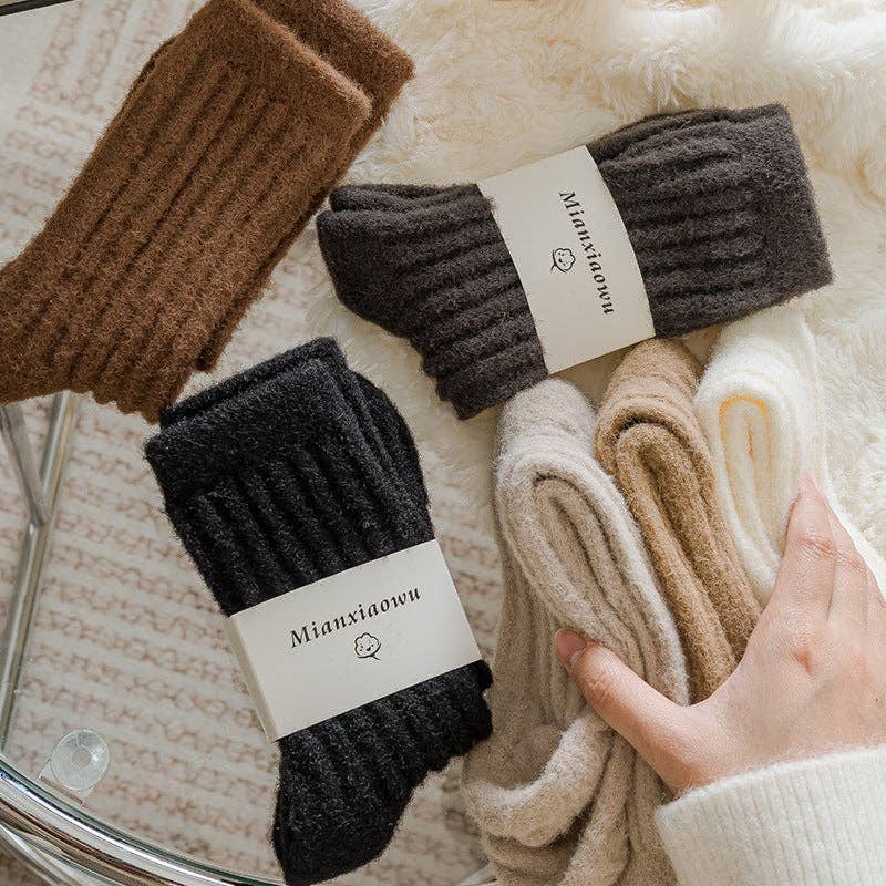 Solid Color Thicken Cashmere Plush Crew Socks MK2BLW6W8FSO219
