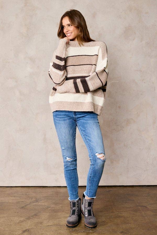 Multi Color Striped Sweater Plus Size