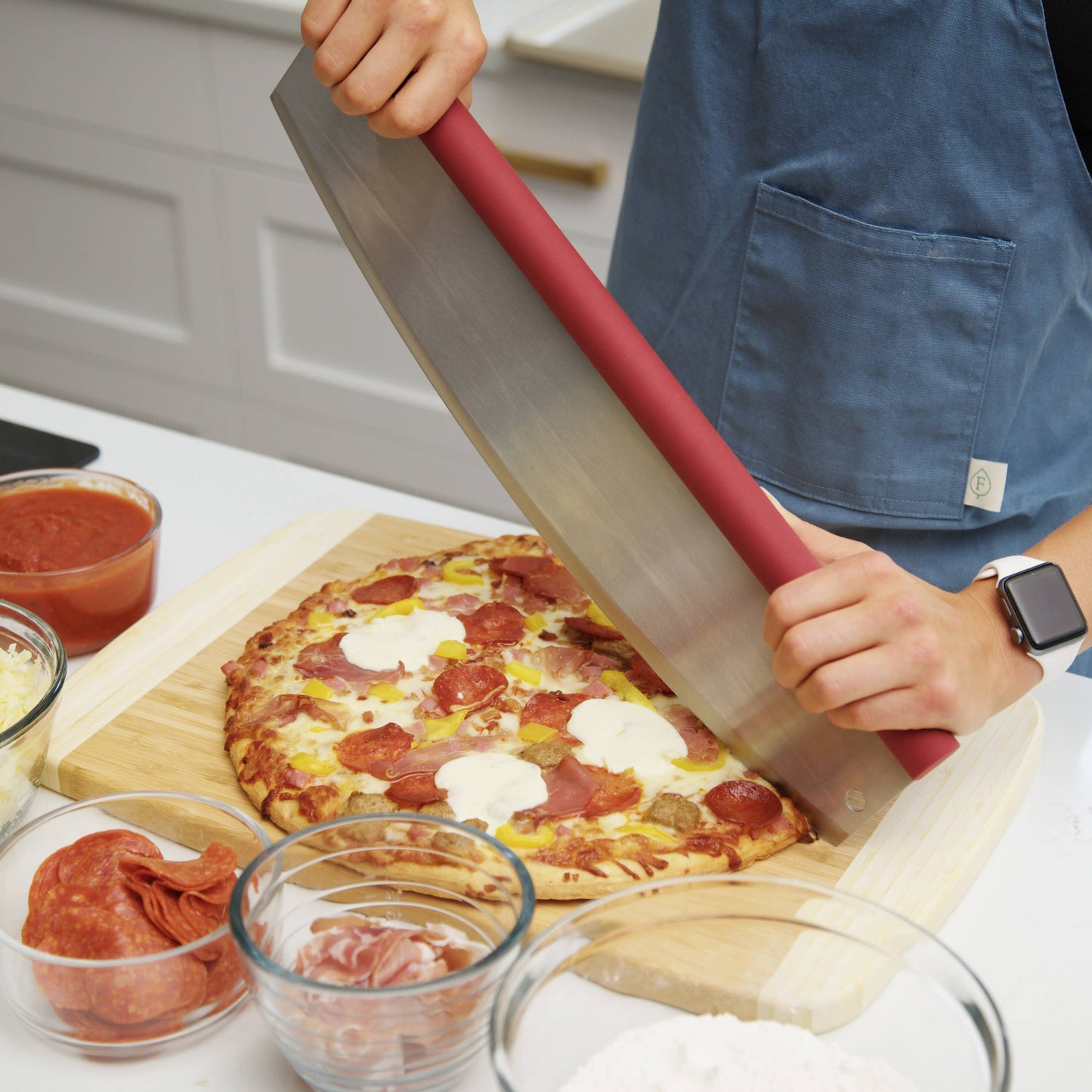 Old Stone Pizza Rocker with Comfort Grip Handle, 18-Inch