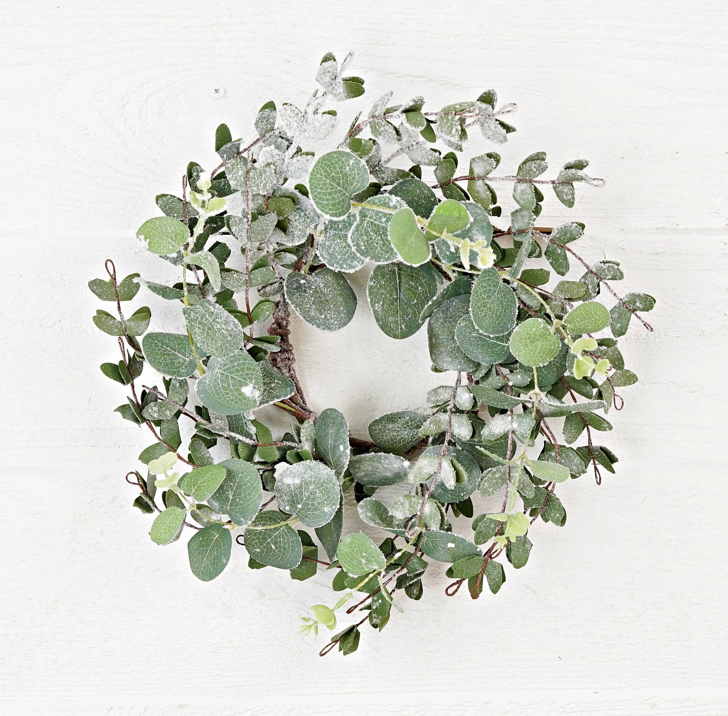 Flocked Eucalyptus Candle Ring
