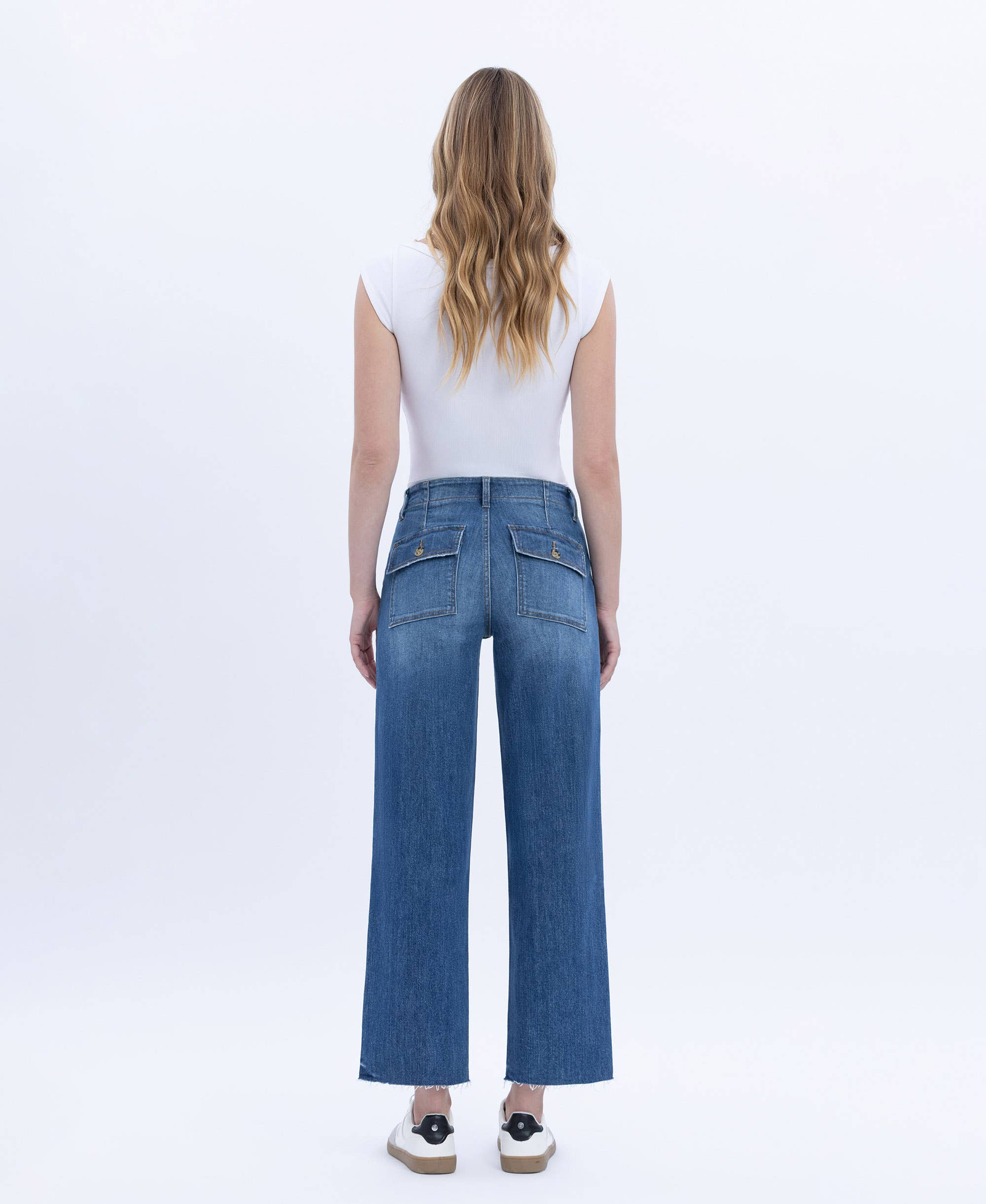 HIGH RISE CROP UTILITY POCKET STRAIGHT JEANS