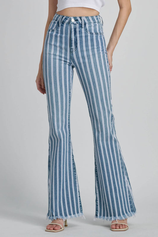 Light Striped Flare Jeans