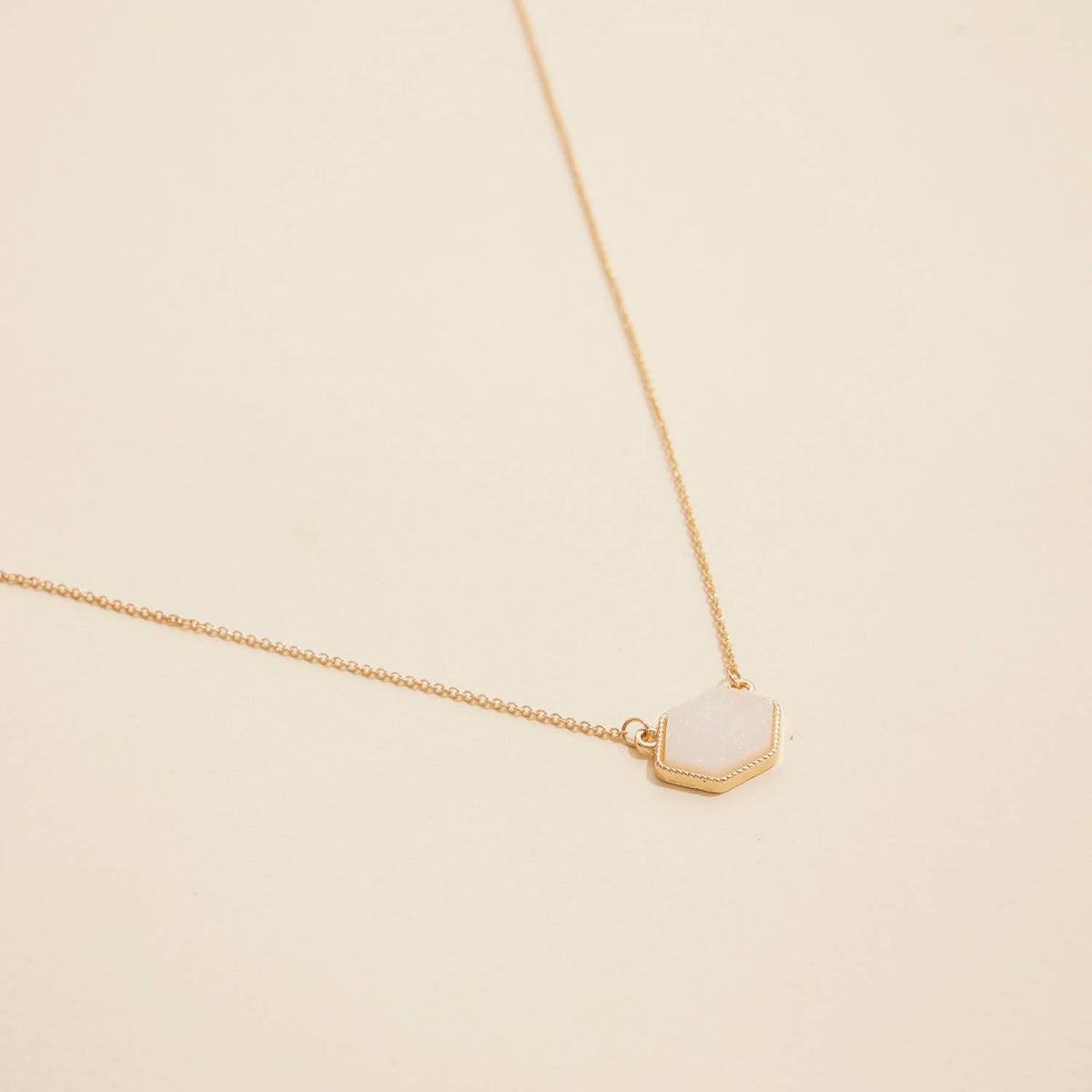 Druzy Hexagon Pendant Necklace