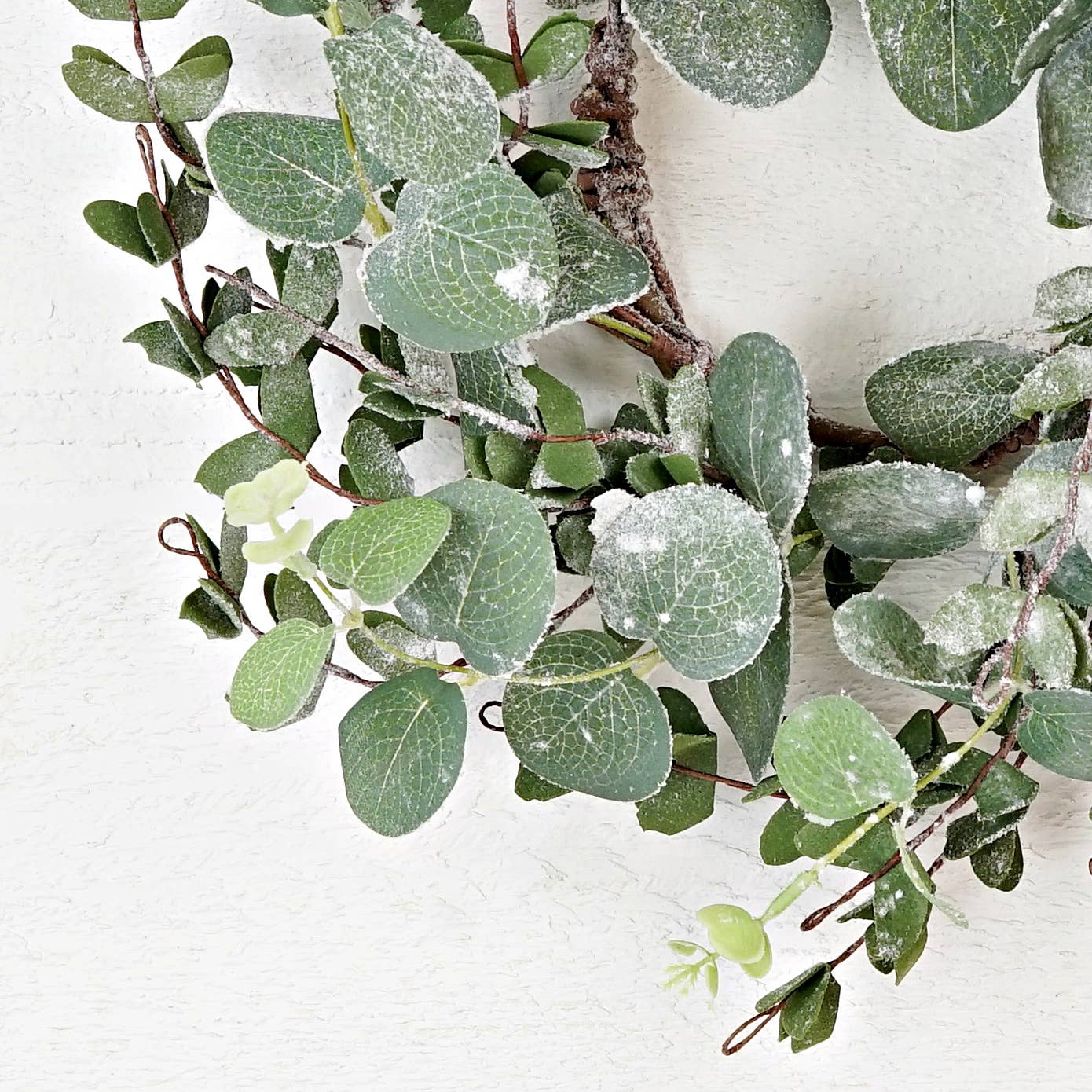 Flocked Eucalyptus Candle Ring