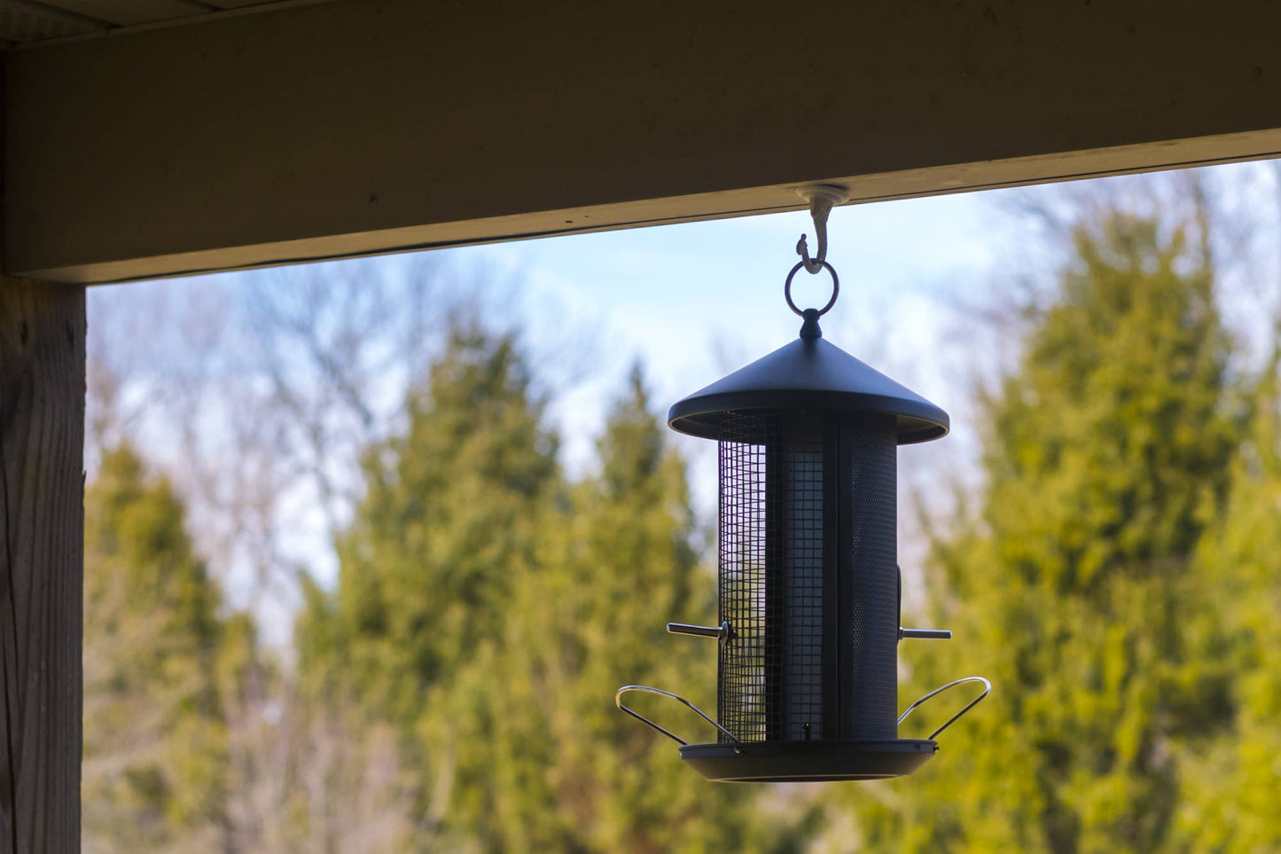 Matte Black Mesh Metal Bird Feeder