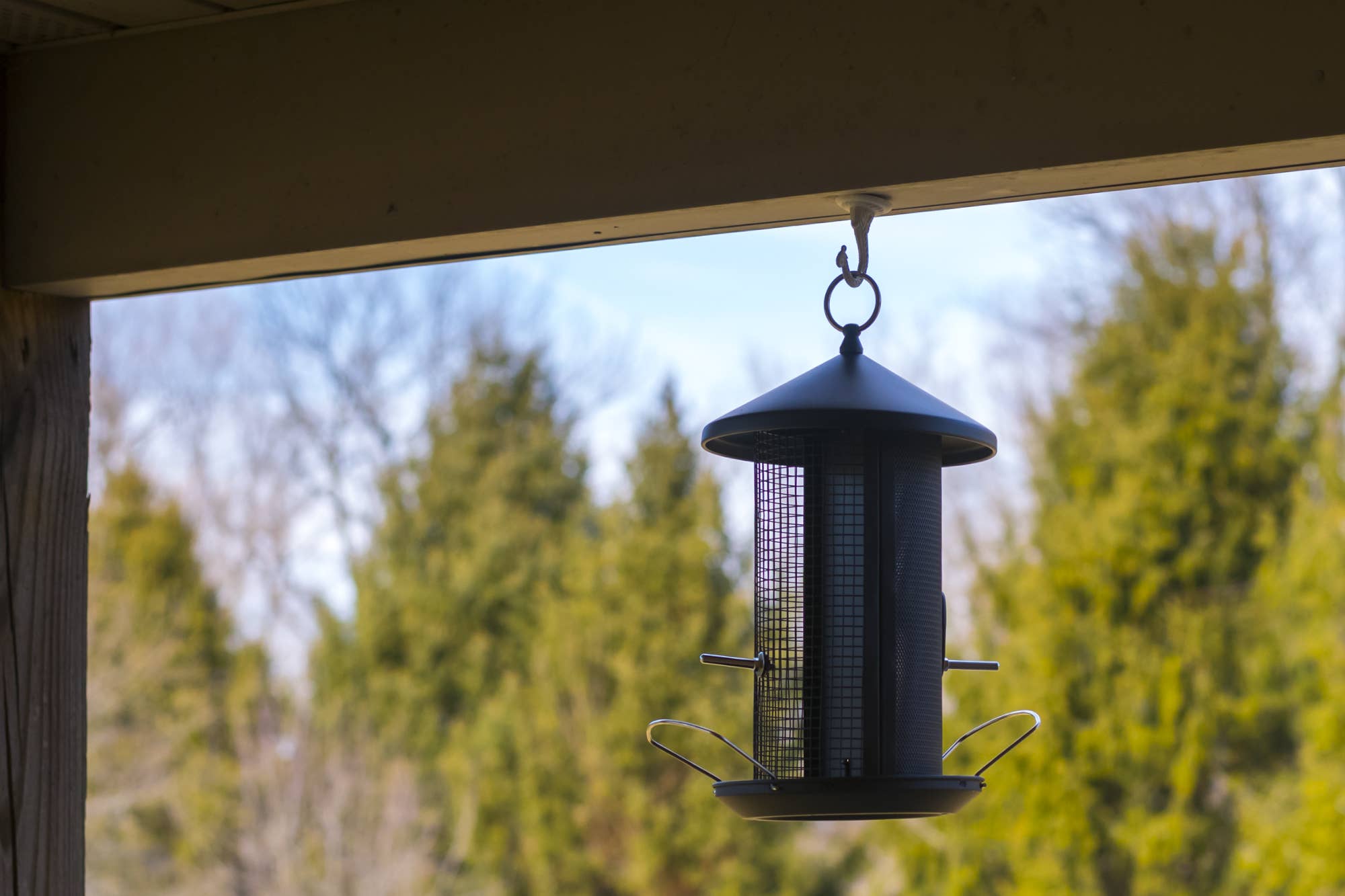 Matte Black Mesh Metal Bird Feeder