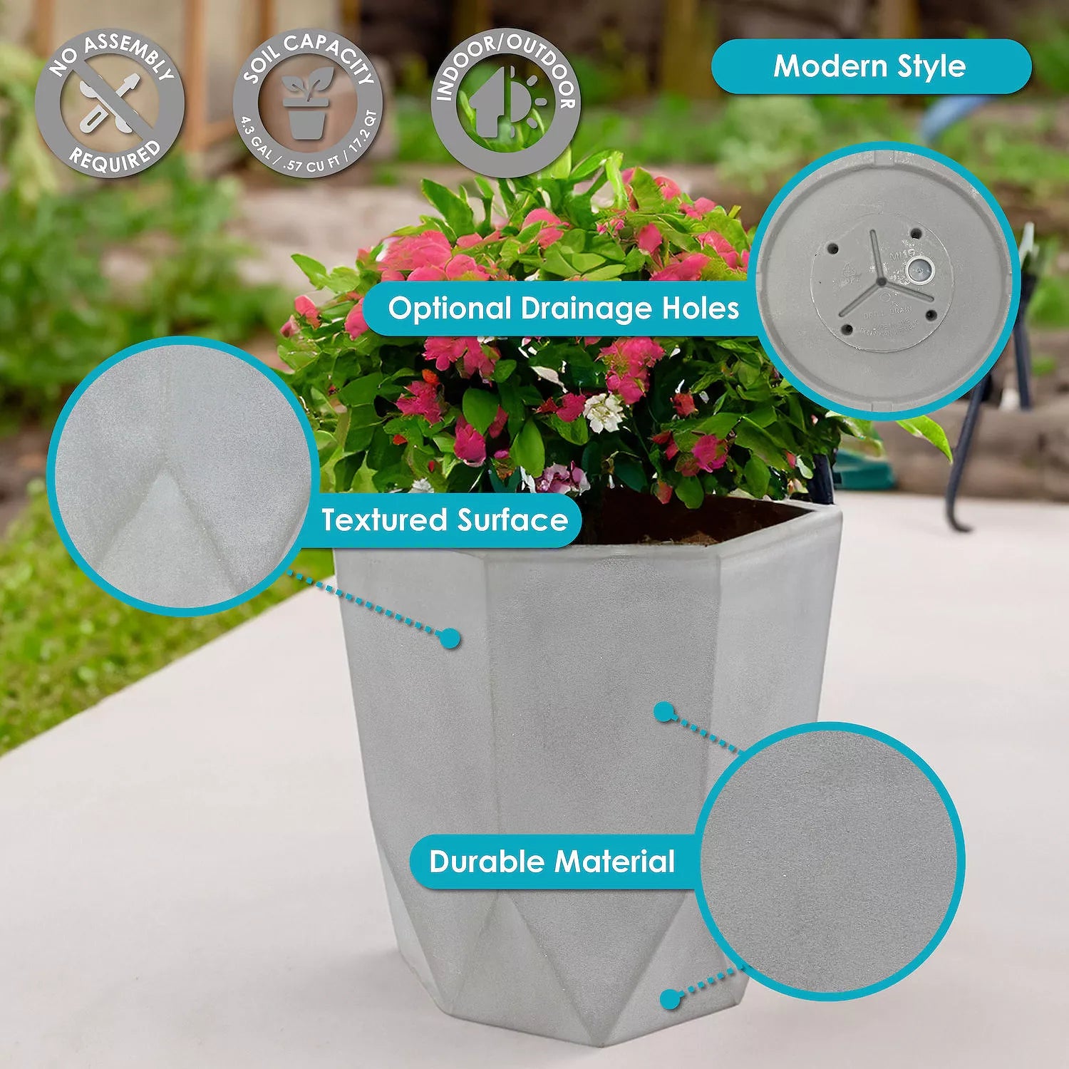 Modern Faceted Outdoor Planter