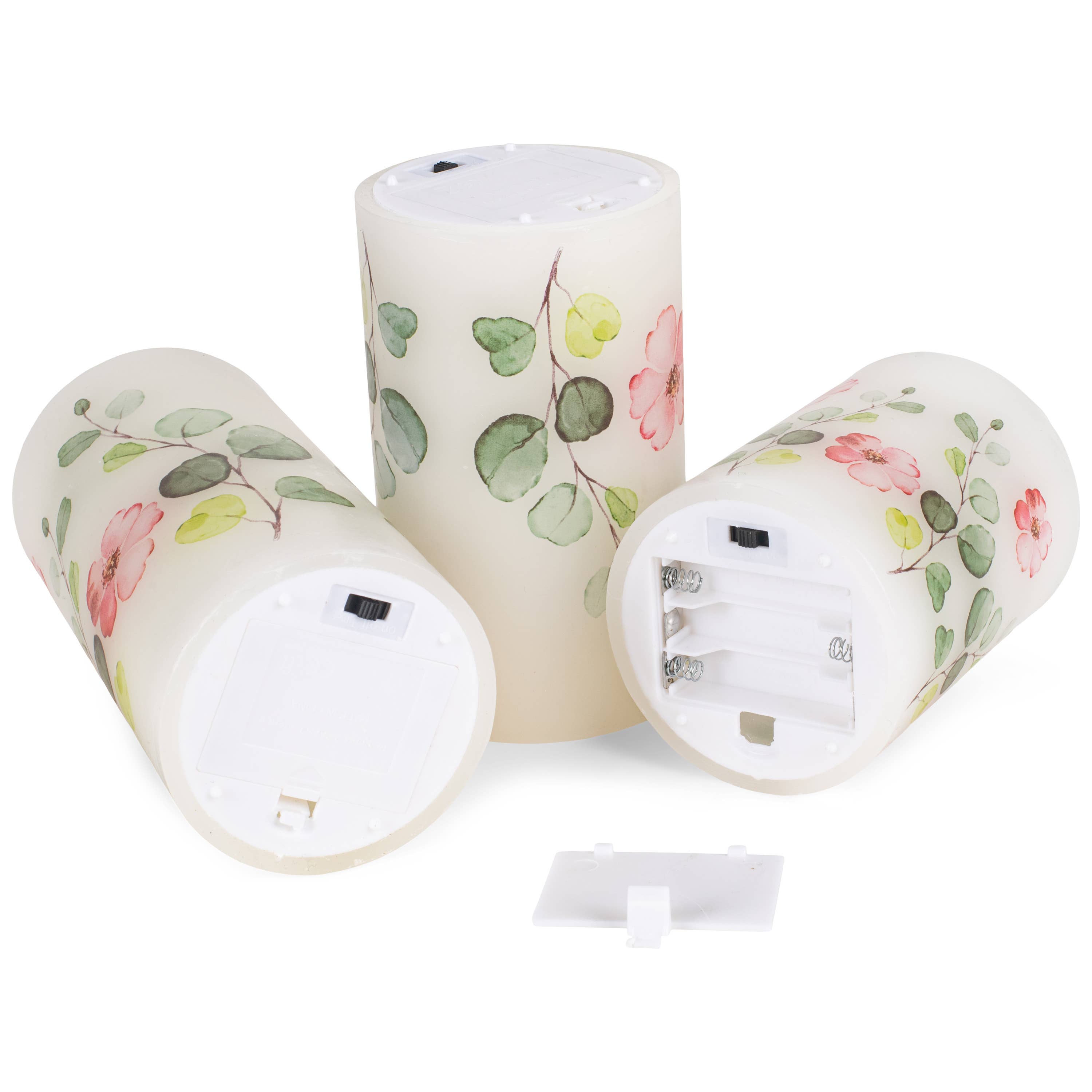 Floral Flameless Candles S/3