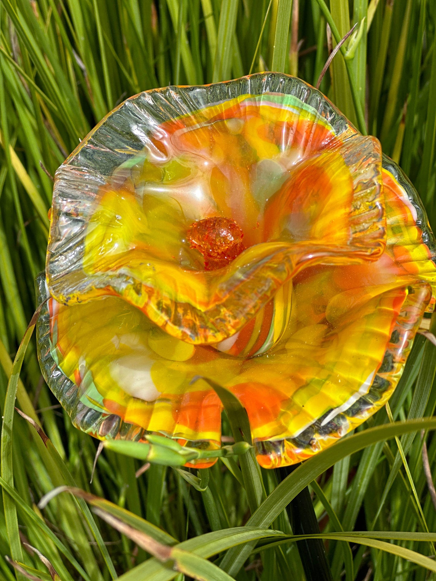 Flower Art Glass Stake