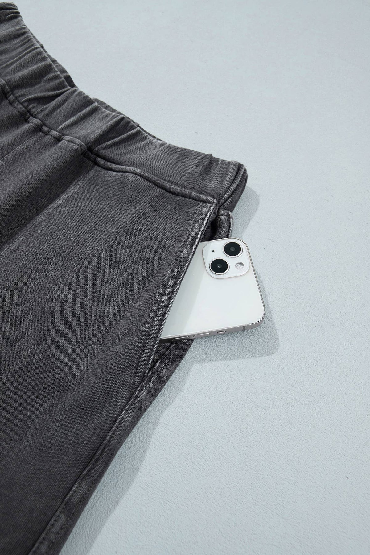 Mineral Wash Seam Detail Elastic Waist Barrel Pants