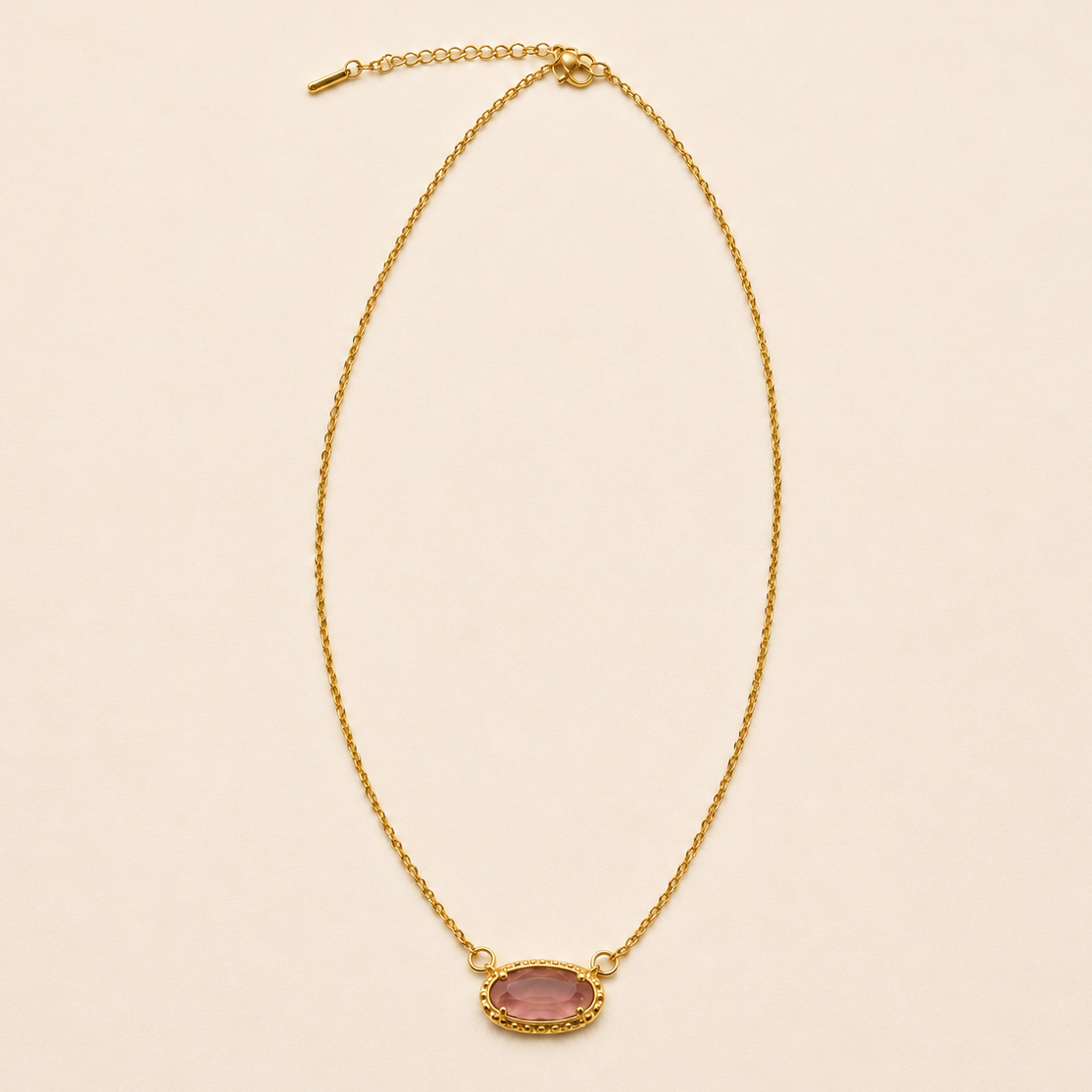 OVAL GEMSTONE CHARM PENDANT NECKLACE