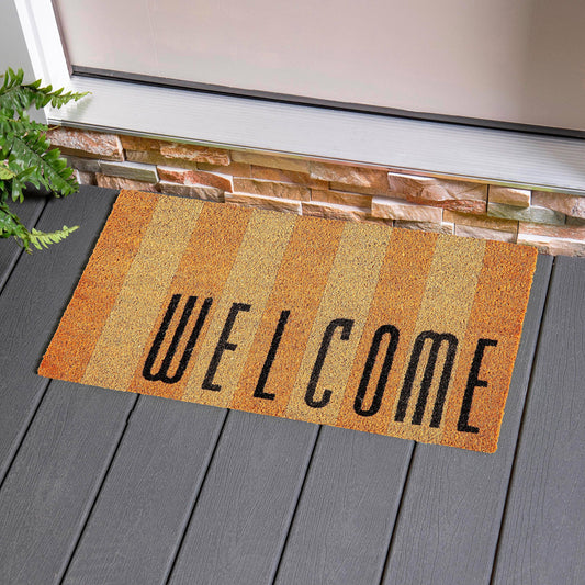Welcome Striped Coir Mat