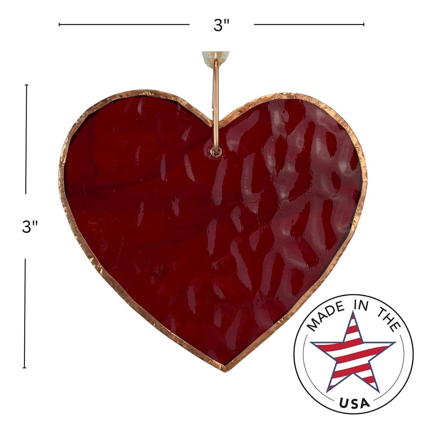 Cardinal Sings-Stained Red Glass Heart