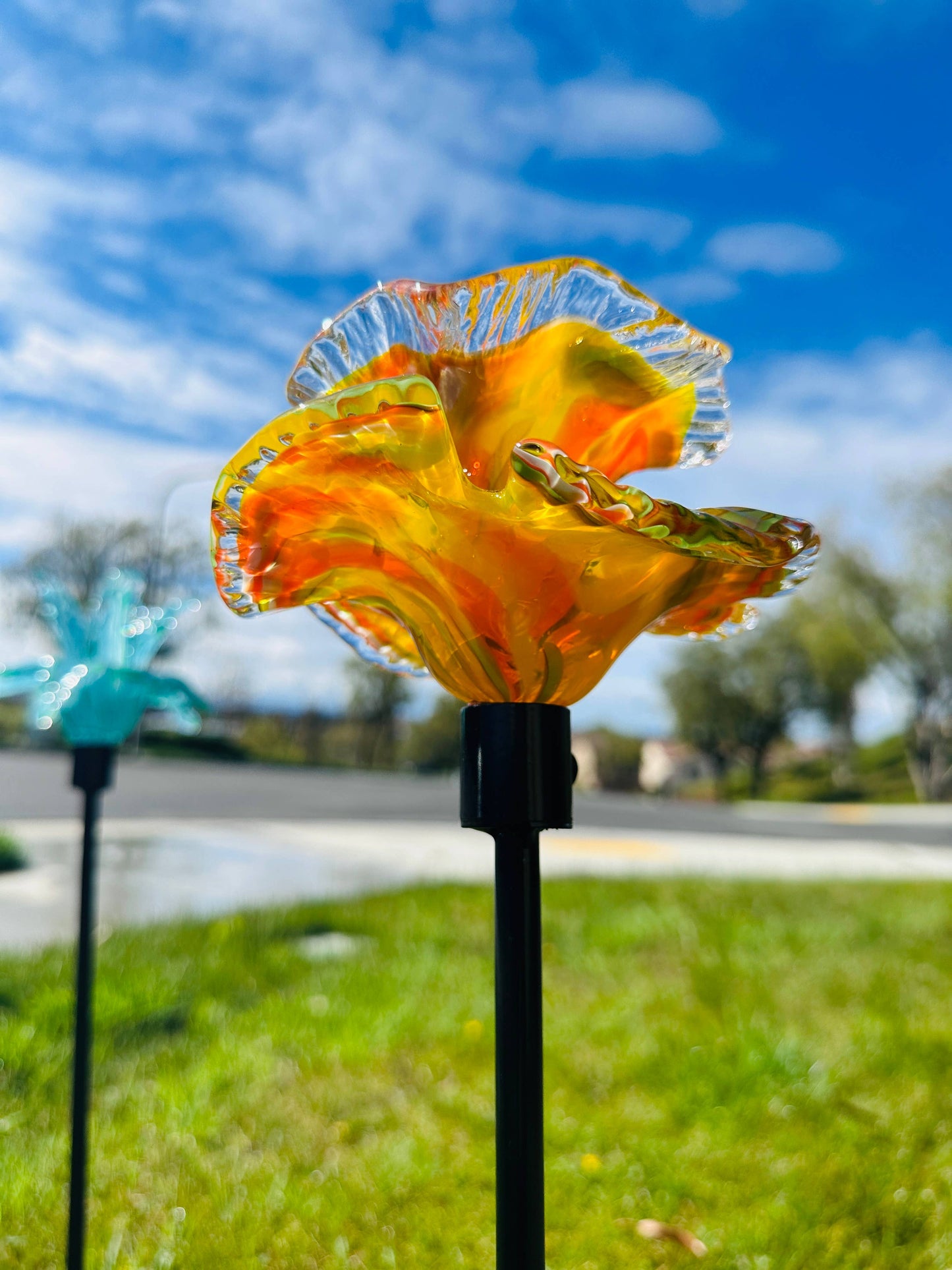 Flower Art Glass Stake