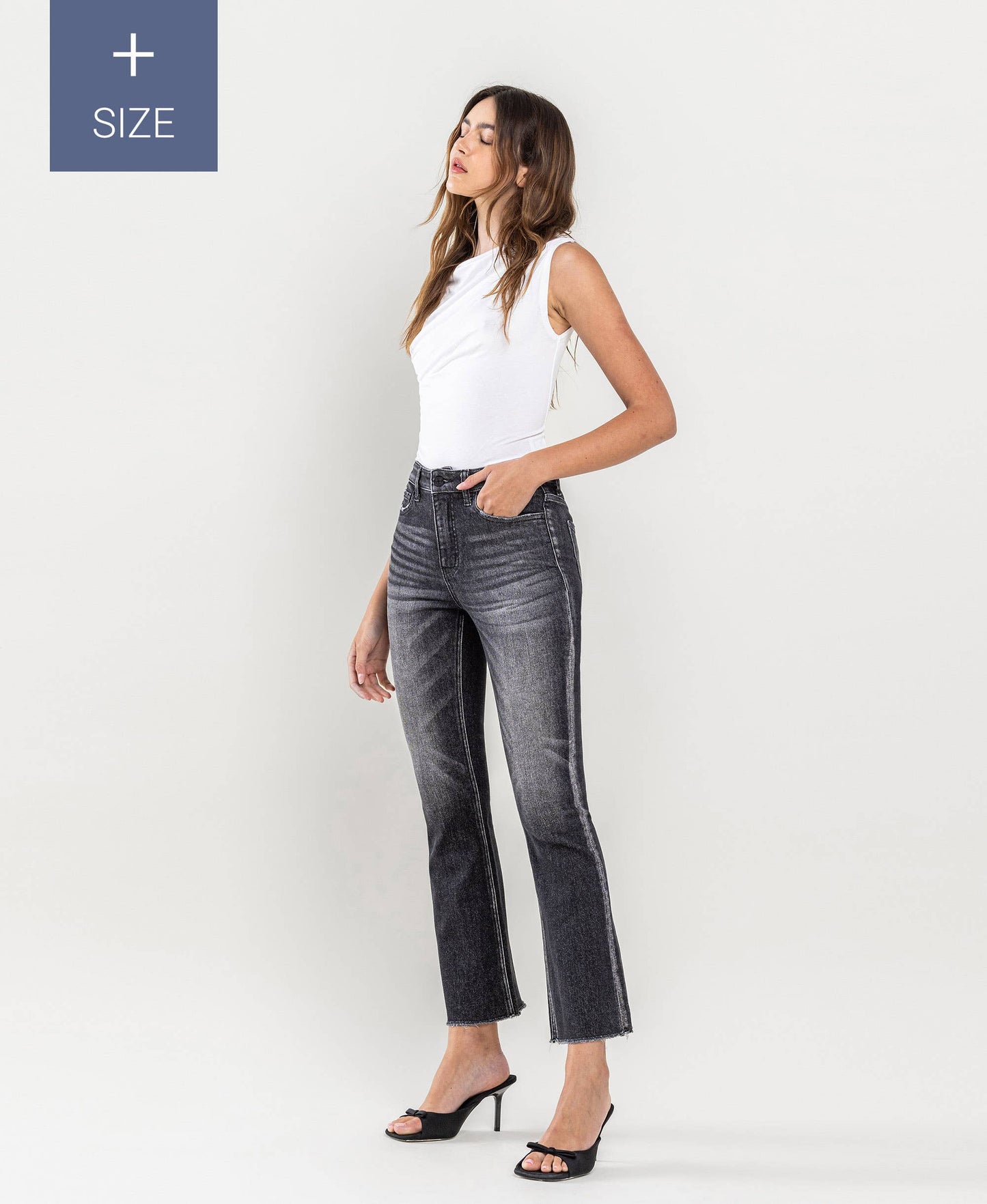 Black High Rise Flare Jeans (Curvy)