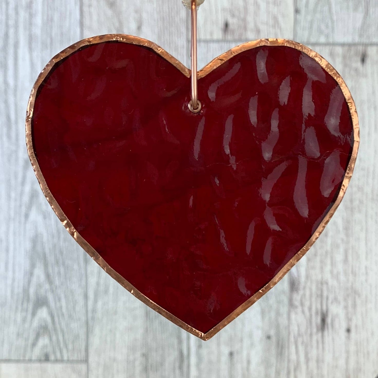 Cardinal Sings-Stained Red Glass Heart