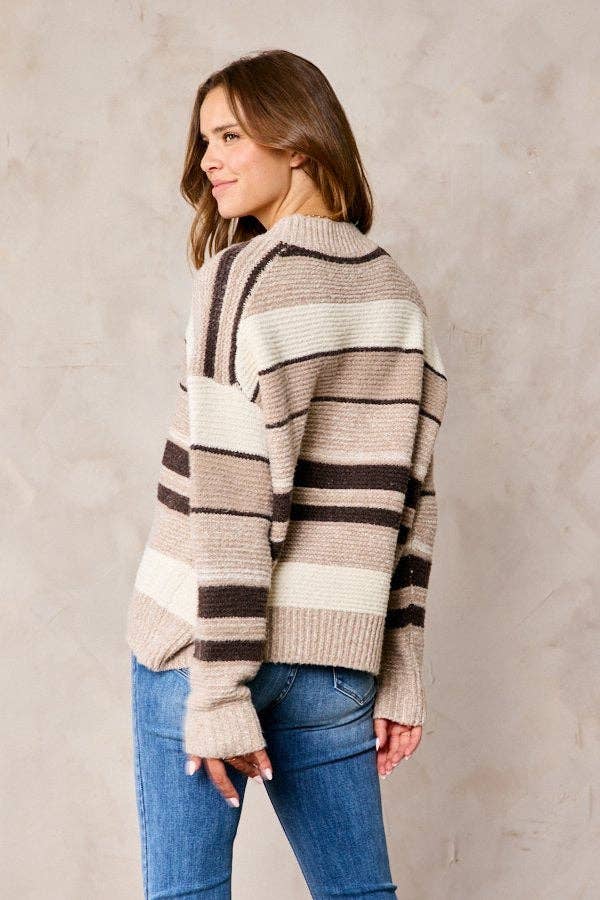 Multi Color Striped Sweater Plus Size