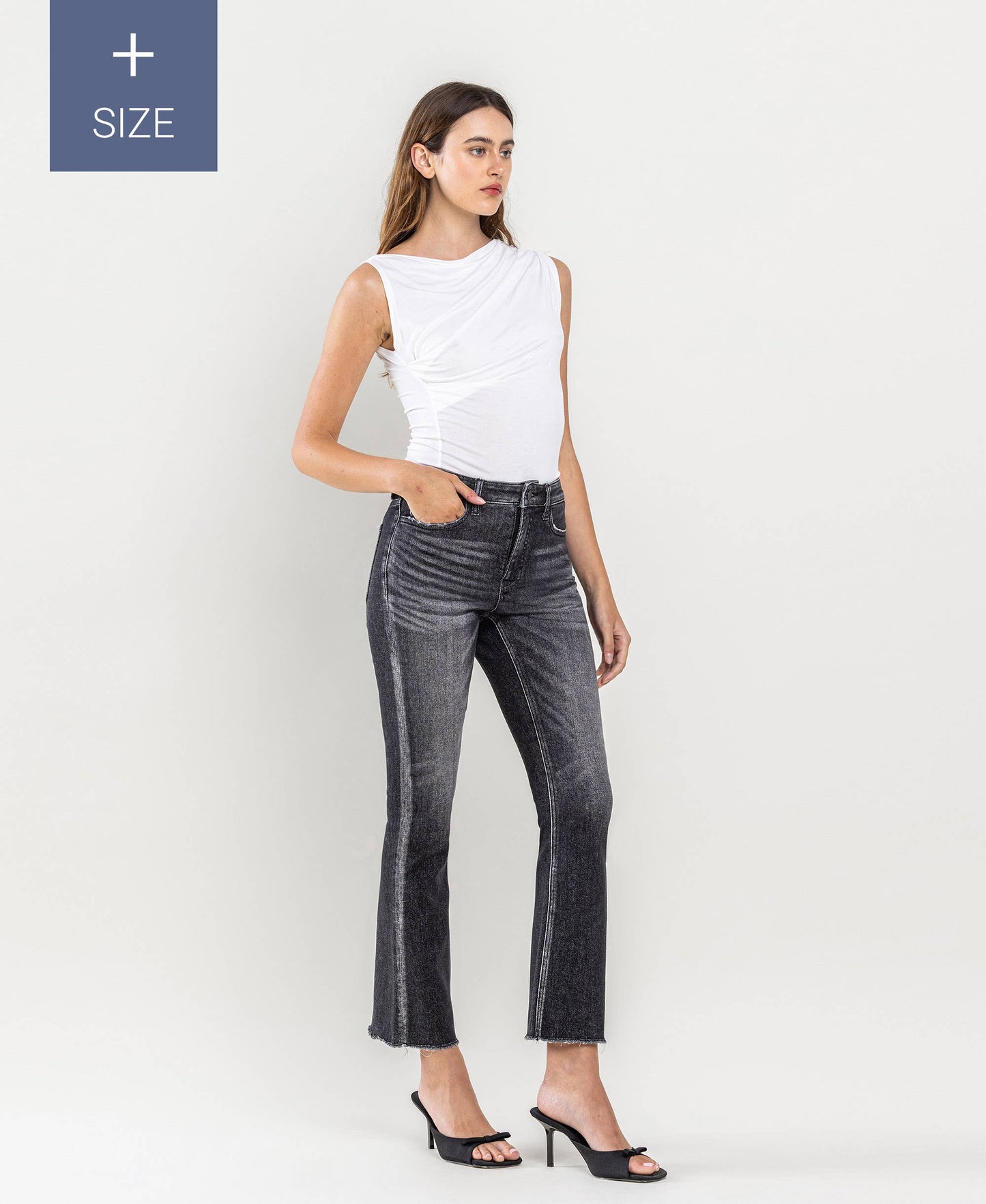 Black High Rise Flare Jeans (Curvy)