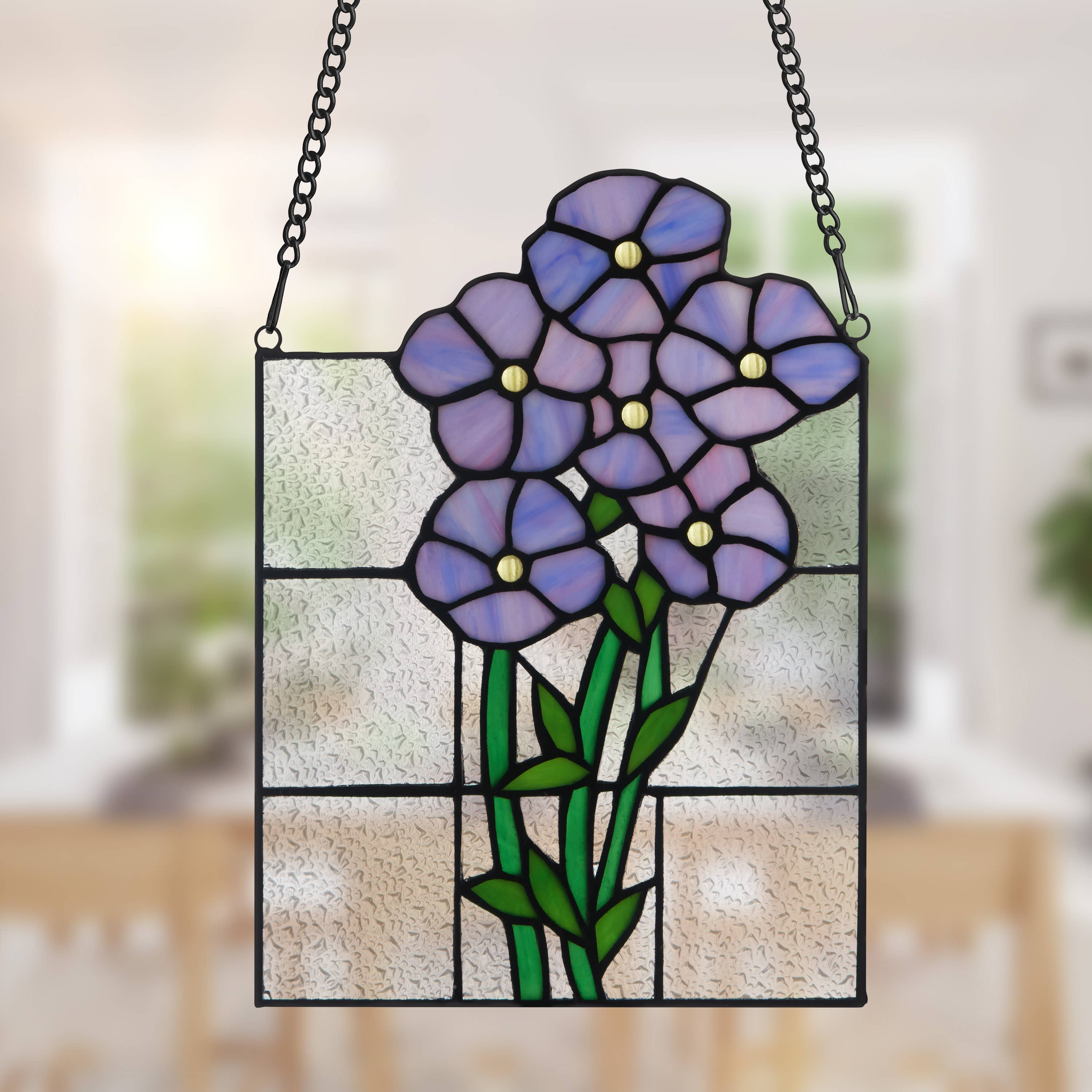 Forget Me Not Stained Glass Panel