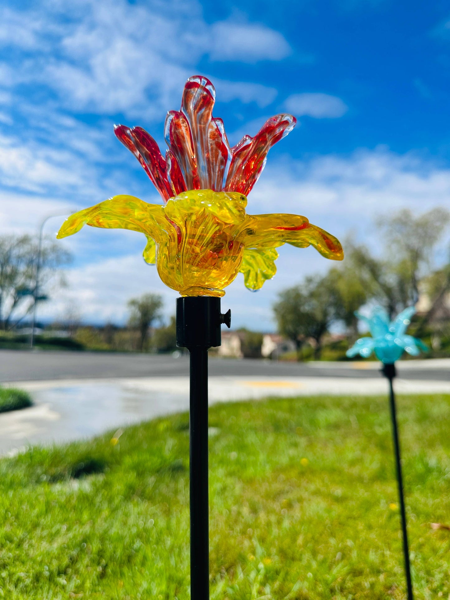 Flower Art Glass Stake