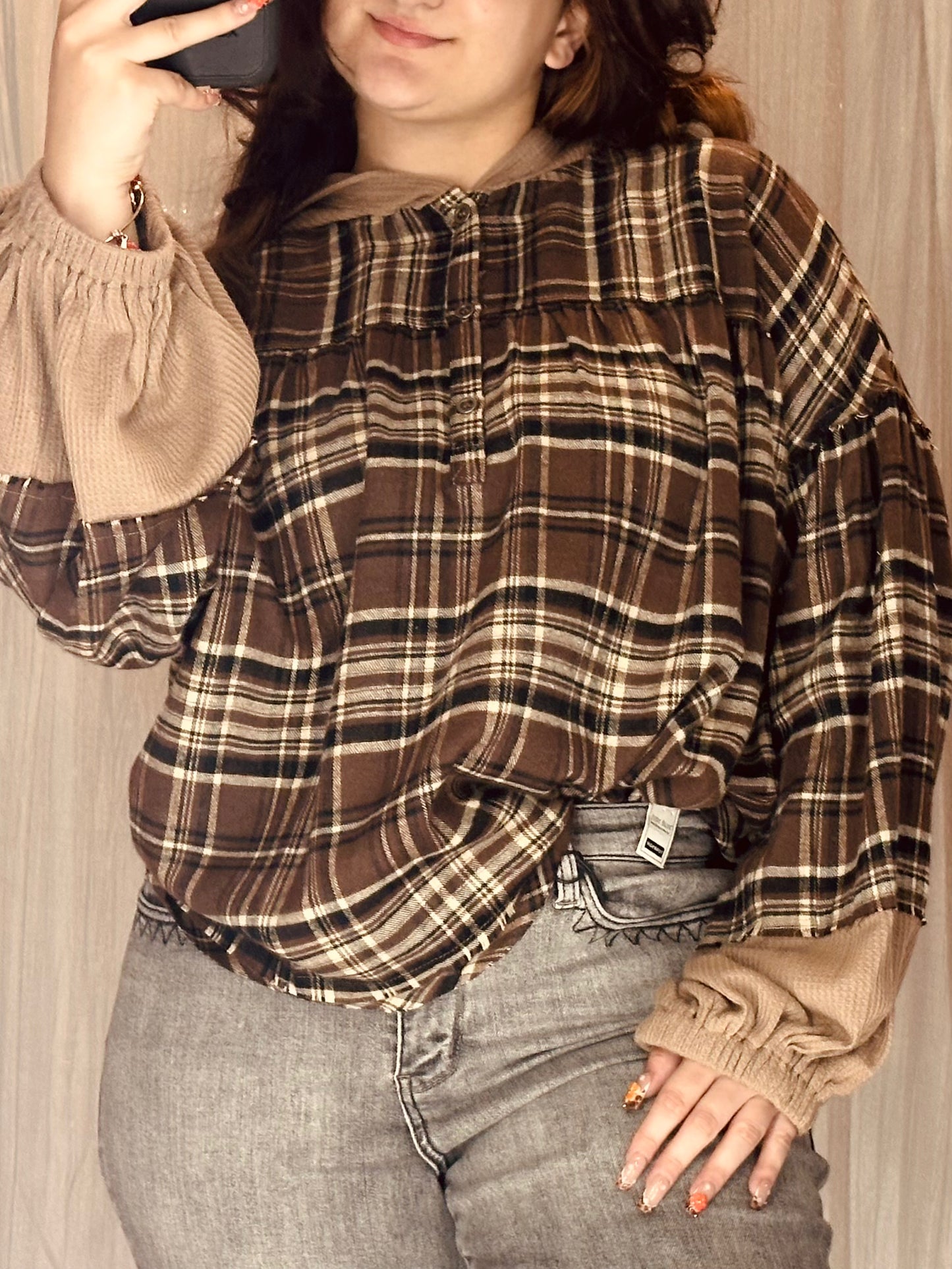 Mocha Plaid Pullover