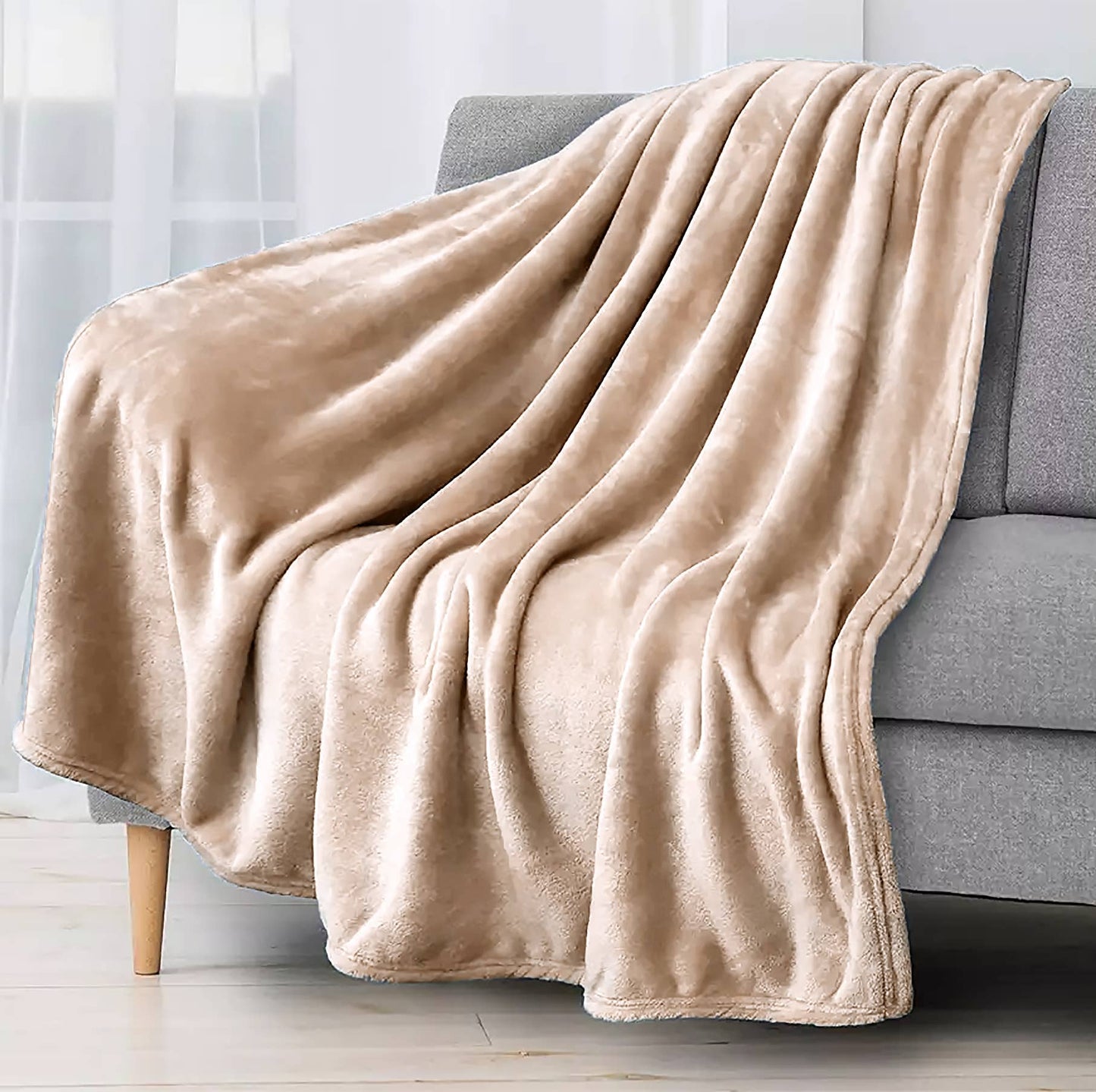 Softy Beige Throw Blanket