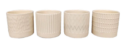 Cream Embossed Pot