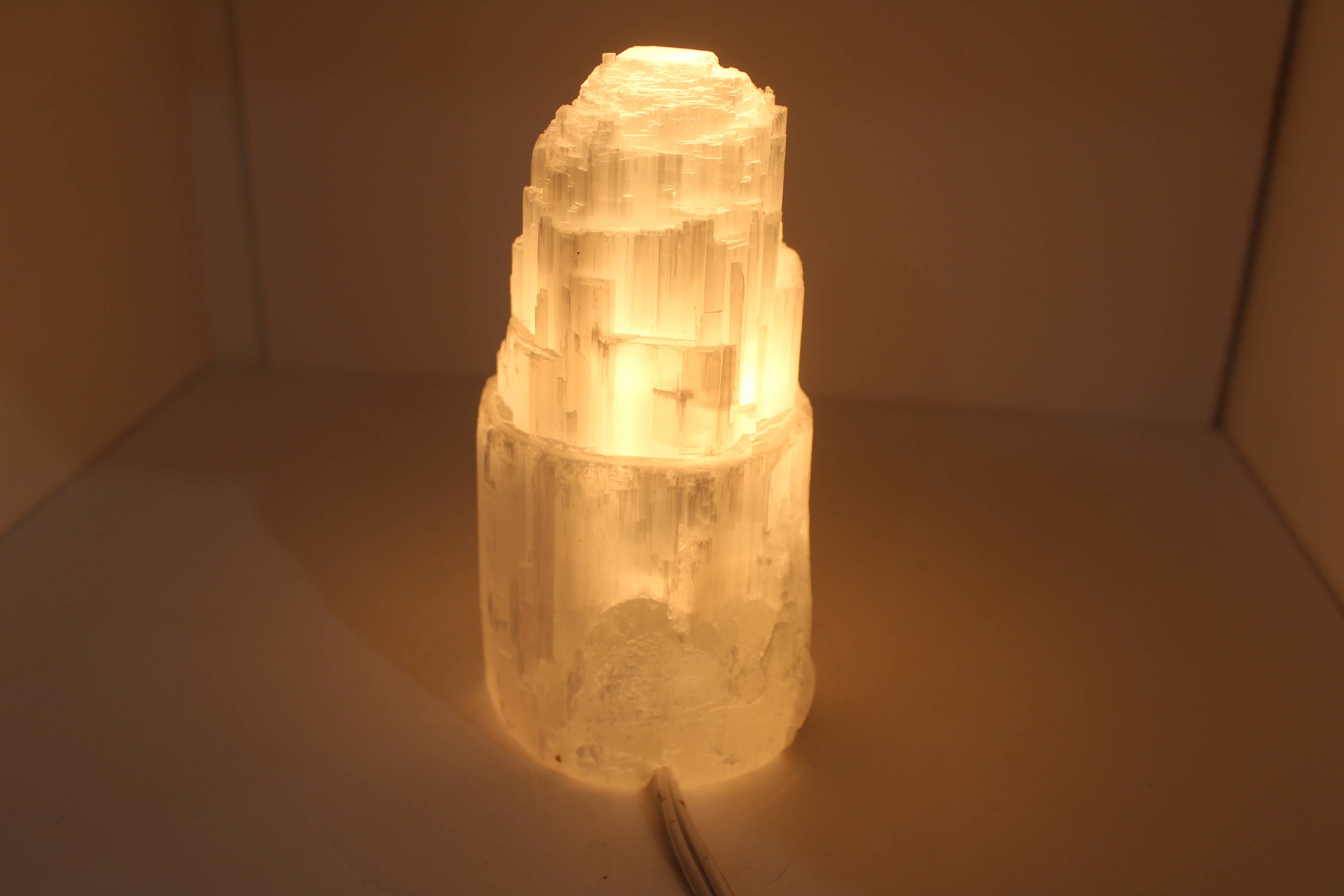 Selenite Lamp Single Tower 15cm