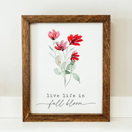 Bloom Framed Wood Sign