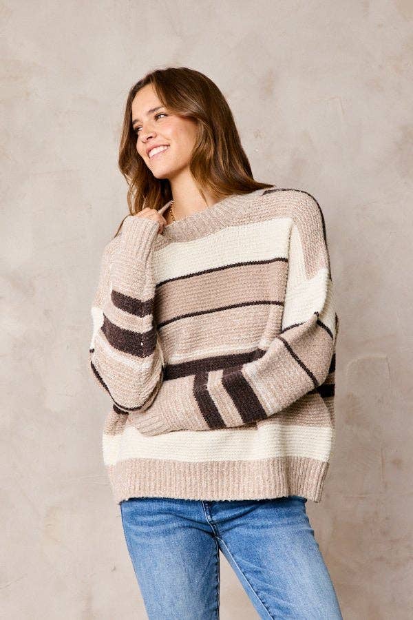 Multi Color Striped Sweater Plus Size