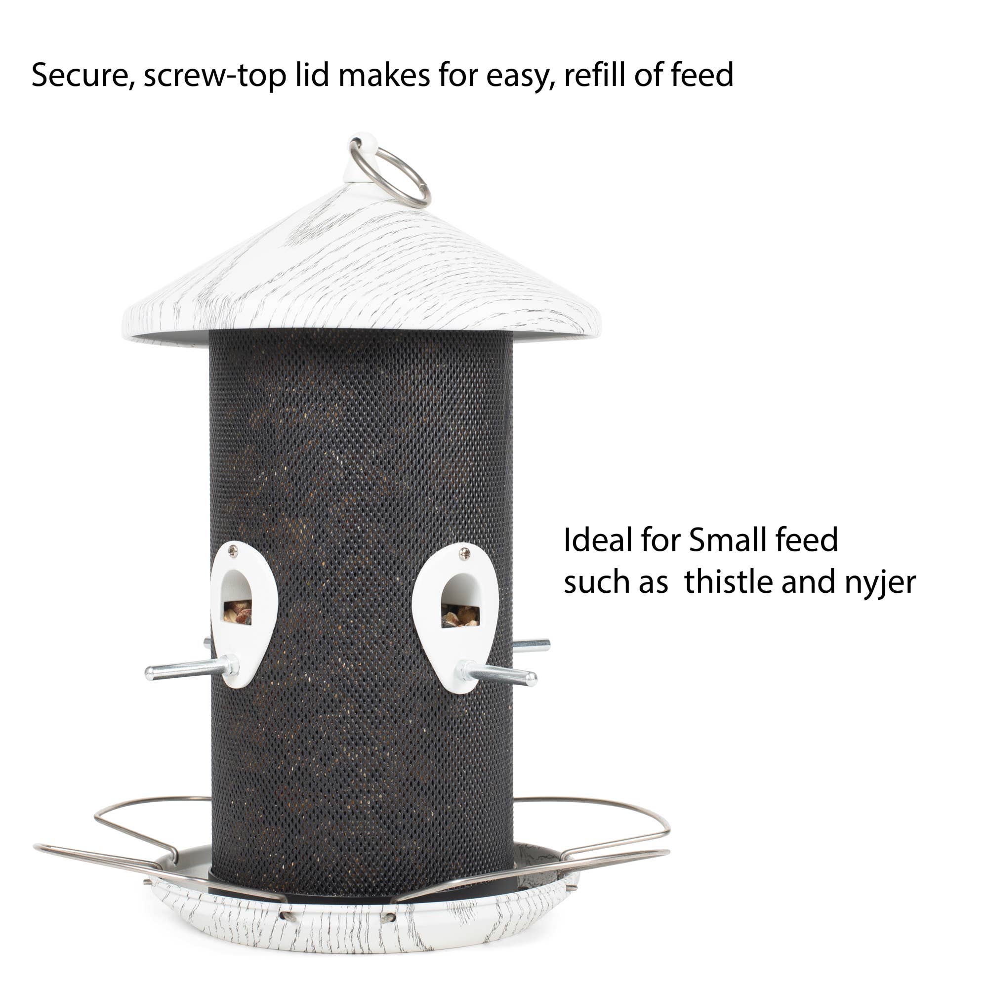 Whitewashed Mesh Metal Bird Feeder