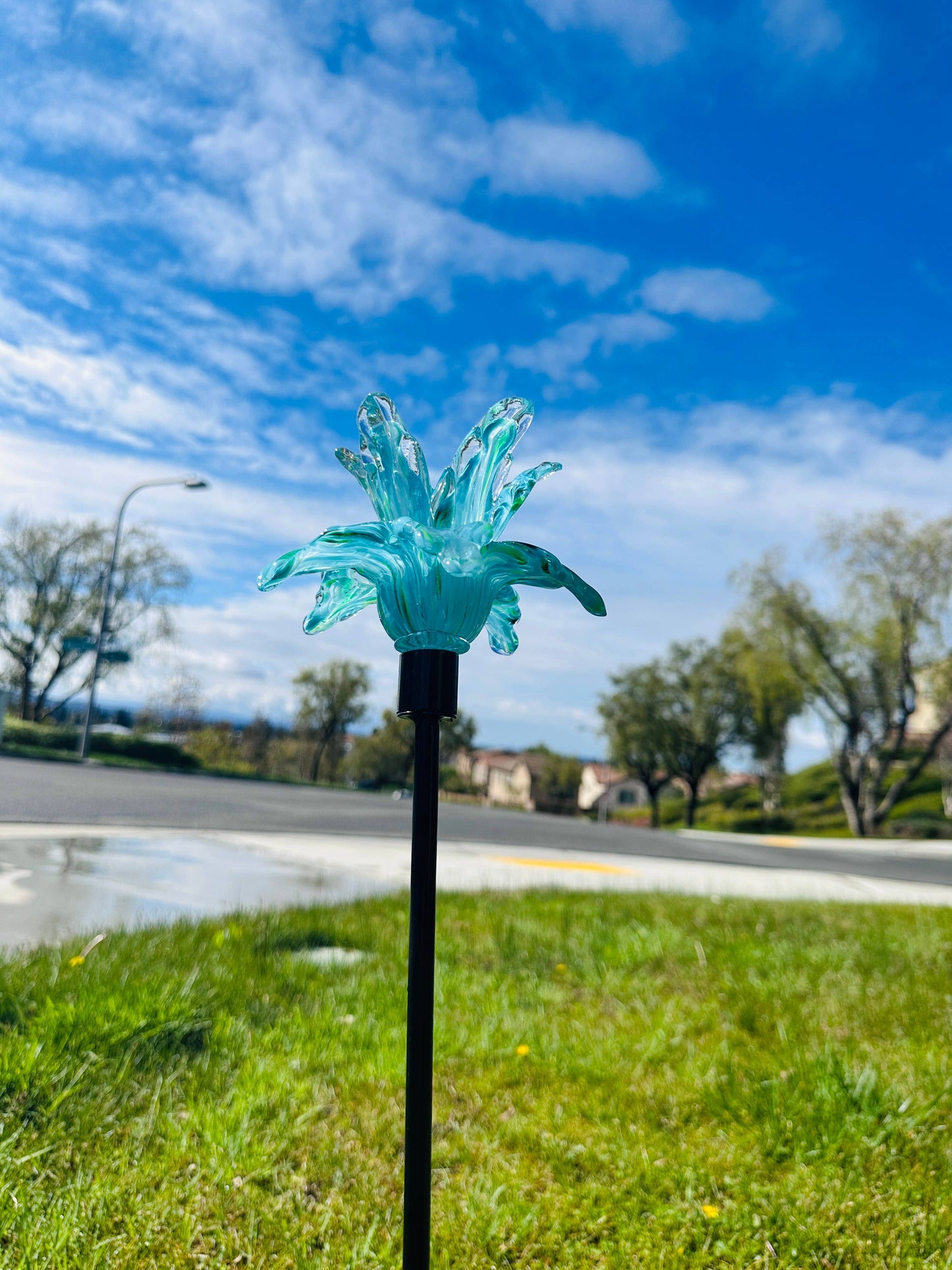 Flower Art Glass Stake