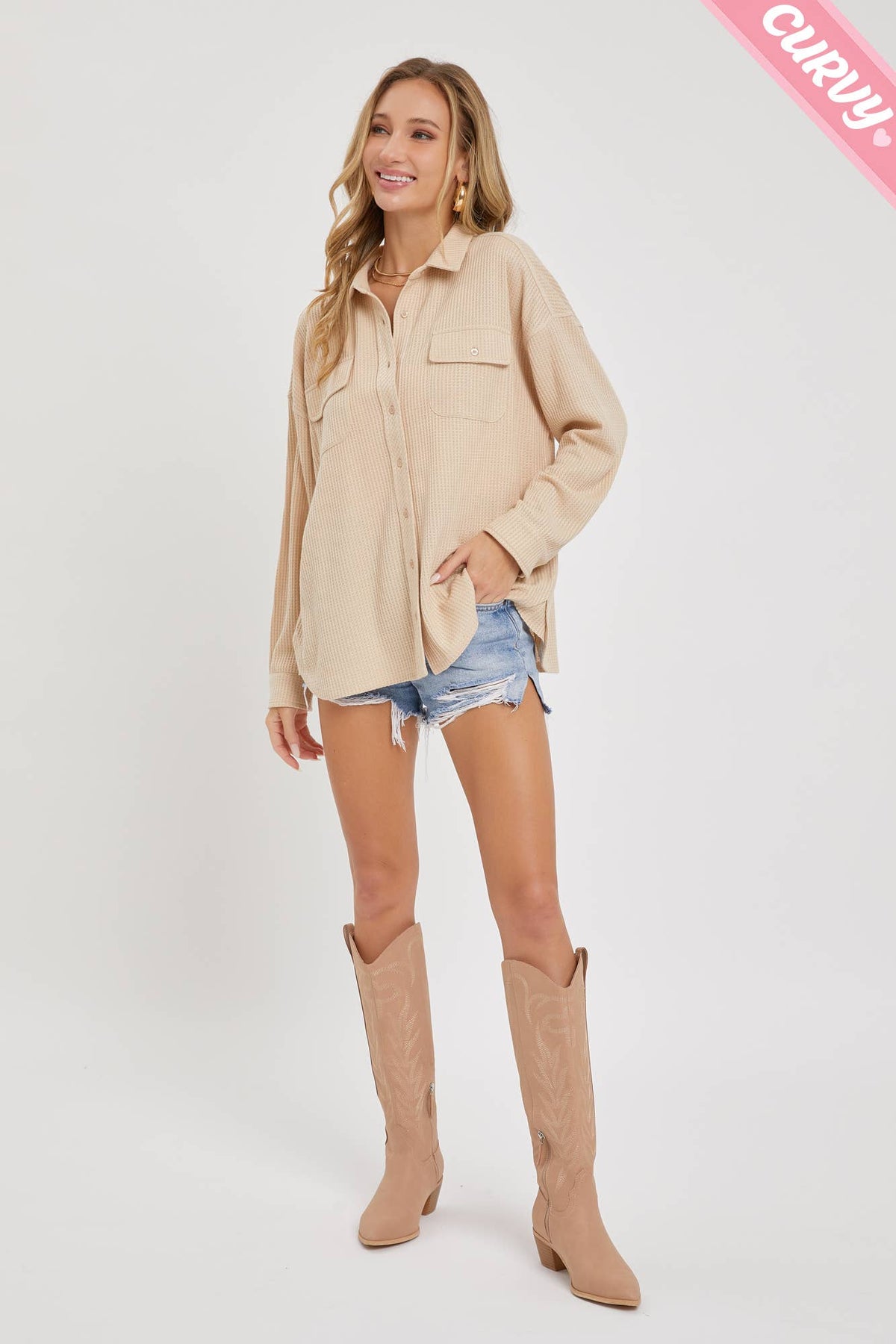 PLUS SIZE BUTTON DOWN OVERSIZED SHIRTS