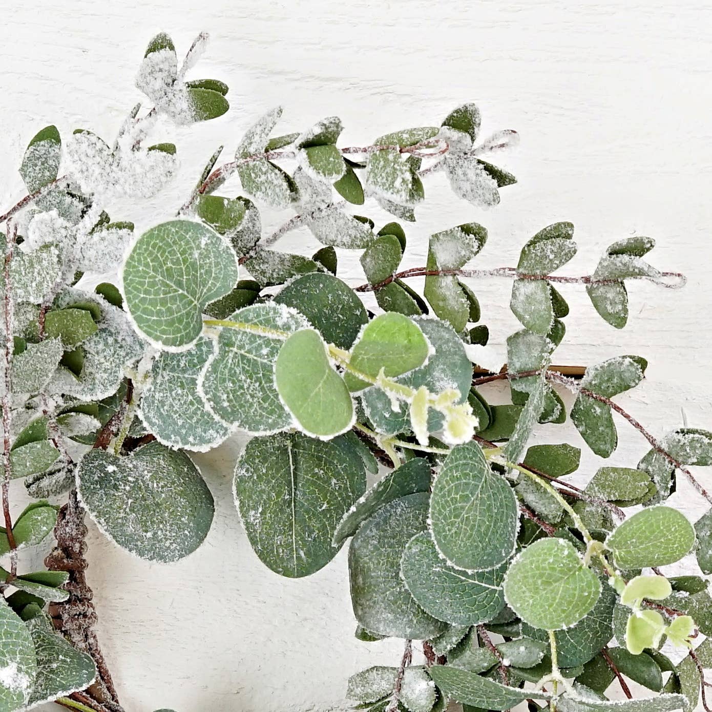 Flocked Eucalyptus Candle Ring