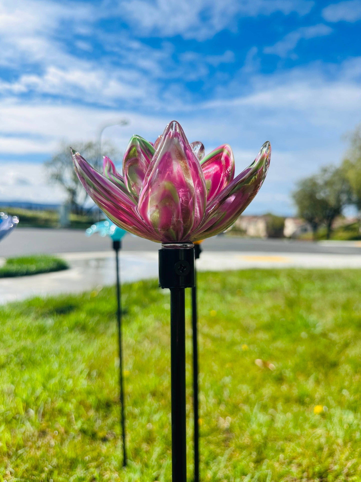 Flower Art Glass Stake