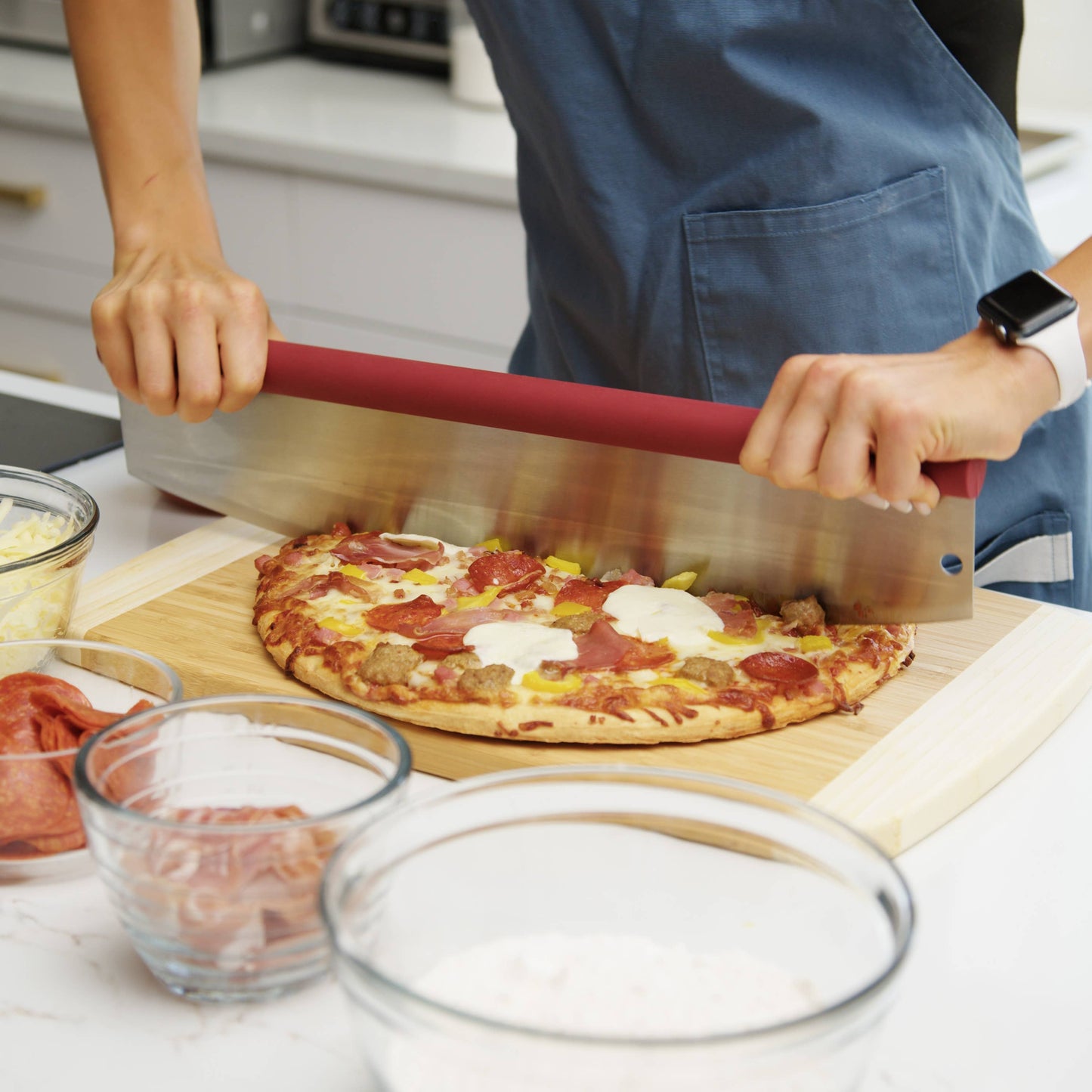 Old Stone Pizza Rocker with Comfort Grip Handle, 18-Inch