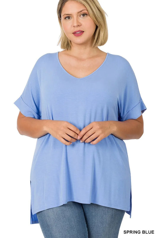 Blue Rolled Sleeve Tee