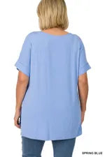 Blue Rolled Sleeve Tee