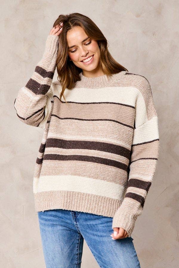 Multi Color Striped Sweater Plus Size