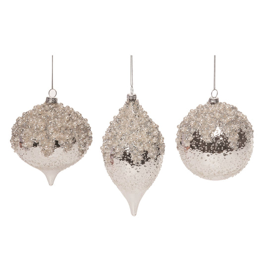 Glittered Silver Ornament
